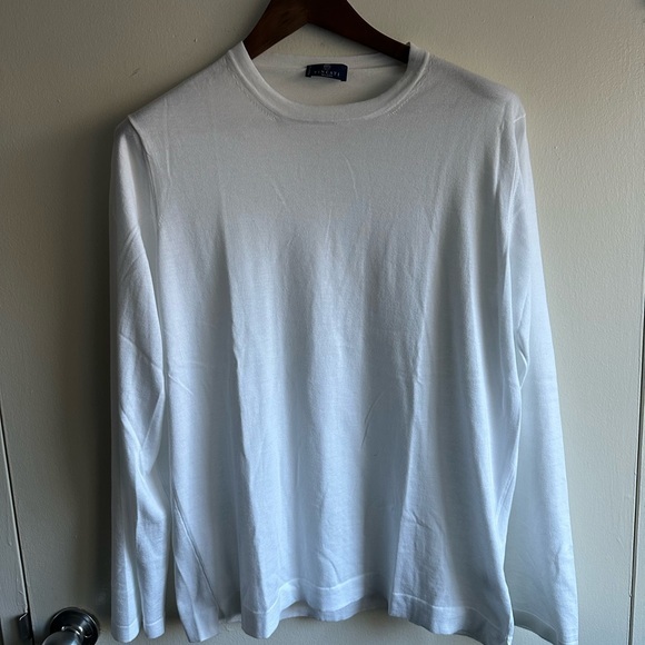 Bespoke Tincati White Crewneck Cotton Sweater